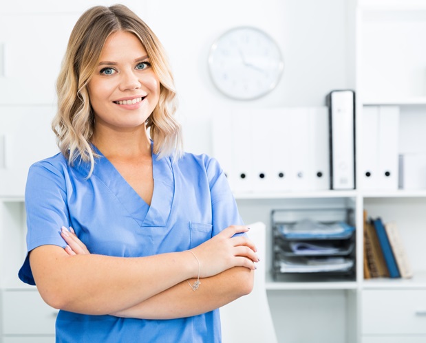 Dentist in office